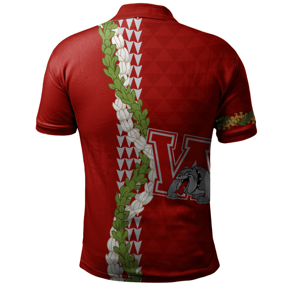 Waialua High and Intermediate School Polo Shirt Puakenikeni Maile Flower Lei