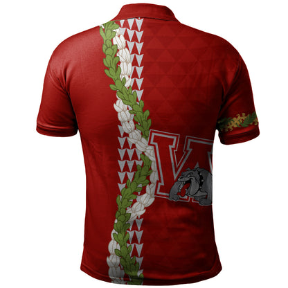 Waialua High and Intermediate School Polo Shirt Puakenikeni Maile Flower Lei