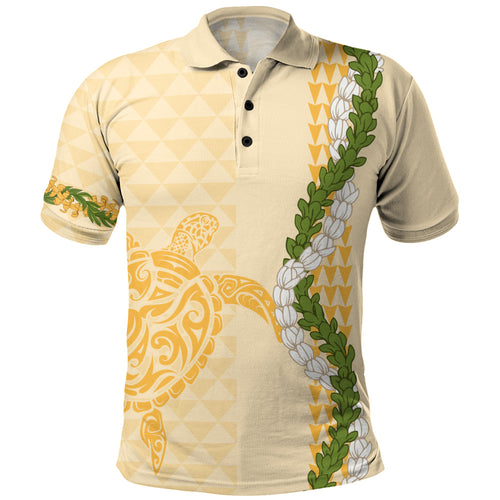 Hawaii Polo Shirt Turtle Puakenikeni Maile Flower Lei