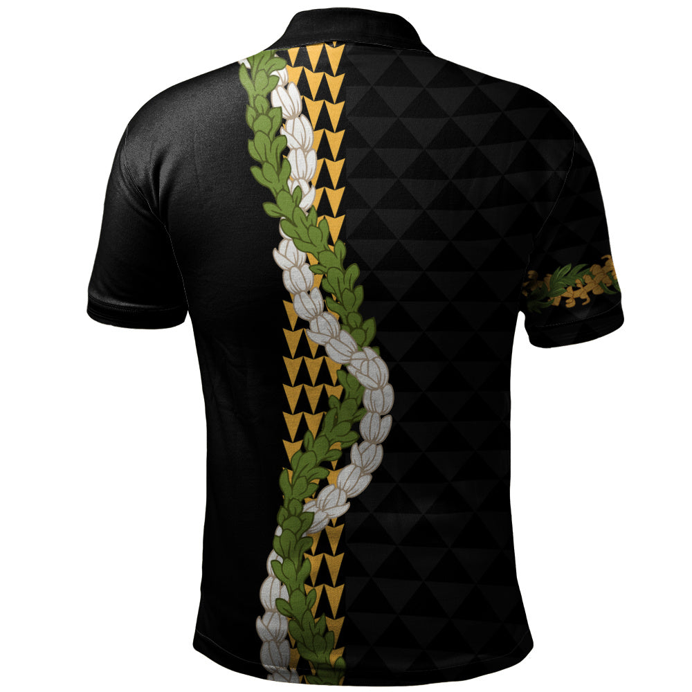 Hawaii Polo Shirt Turtle Puakenikeni Maile Flower Lei