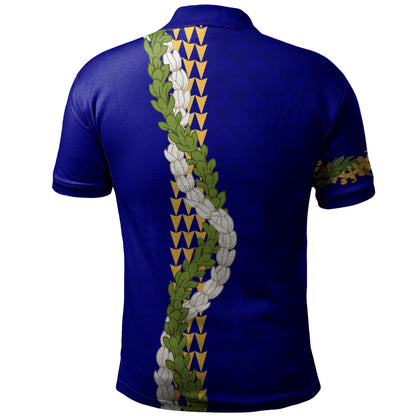 Hawaii Polo Shirt Turtle Puakenikeni Maile Flower Lei