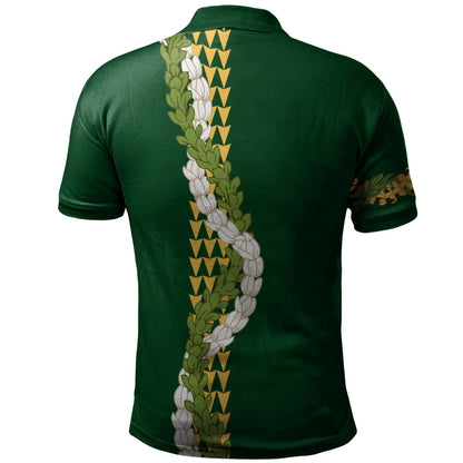 Hawaii Polo Shirt Turtle Puakenikeni Maile Flower Lei
