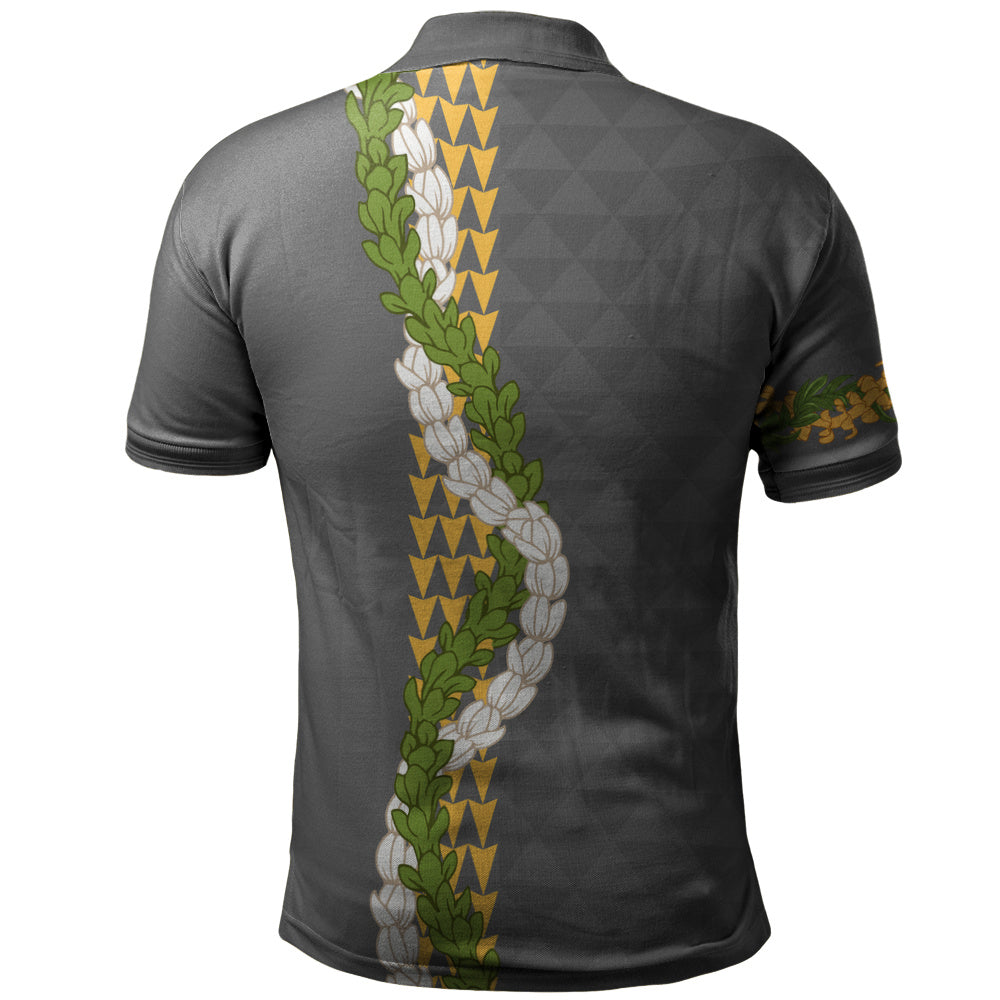 Hawaii Polo Shirt Turtle Puakenikeni Maile Flower Lei