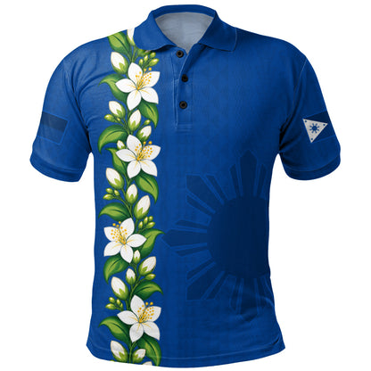 Philippines Filipinos Polo Shirt Sampaguita Flower Tribal Polynesian Sun Island Style