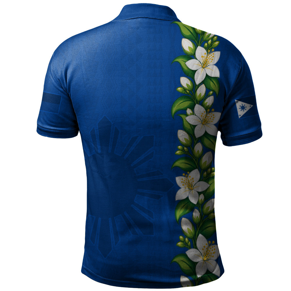 Philippines Filipinos Polo Shirt Sampaguita Flower Tribal Polynesian Sun Island Style