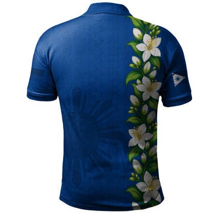 Philippines Filipinos Polo Shirt Sampaguita Flower Tribal Polynesian Sun Island Style