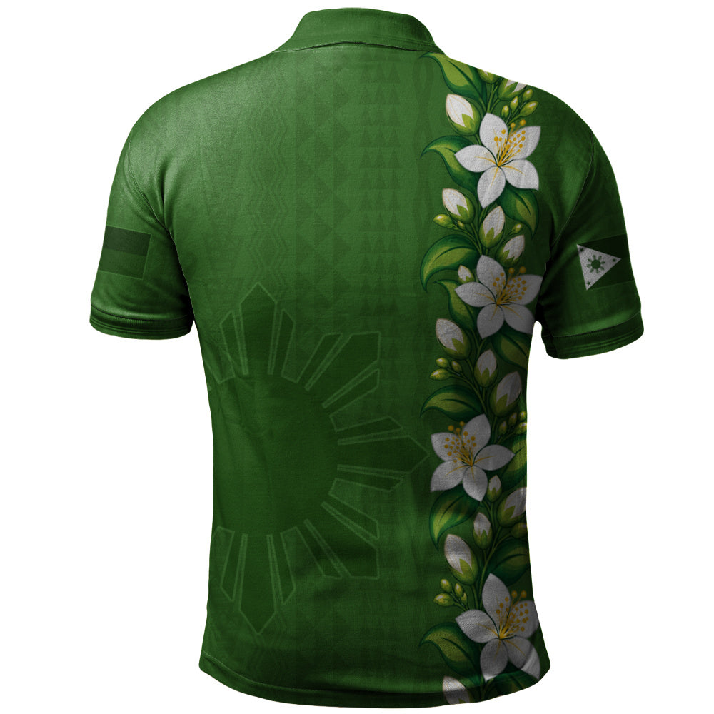 Philippines Filipinos Polo Shirt Sampaguita Flower Tribal Polynesian Sun Island Style