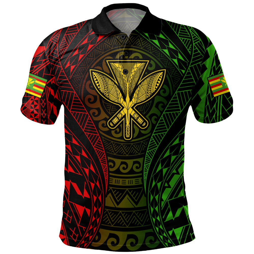 Hawaii Polo Shirt Kanaka Maoli Flag Tribal Tattoo Pattern