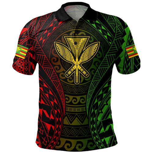 Hawaii Polo Shirt Kanaka Maoli Flag Tribal Tattoo Pattern