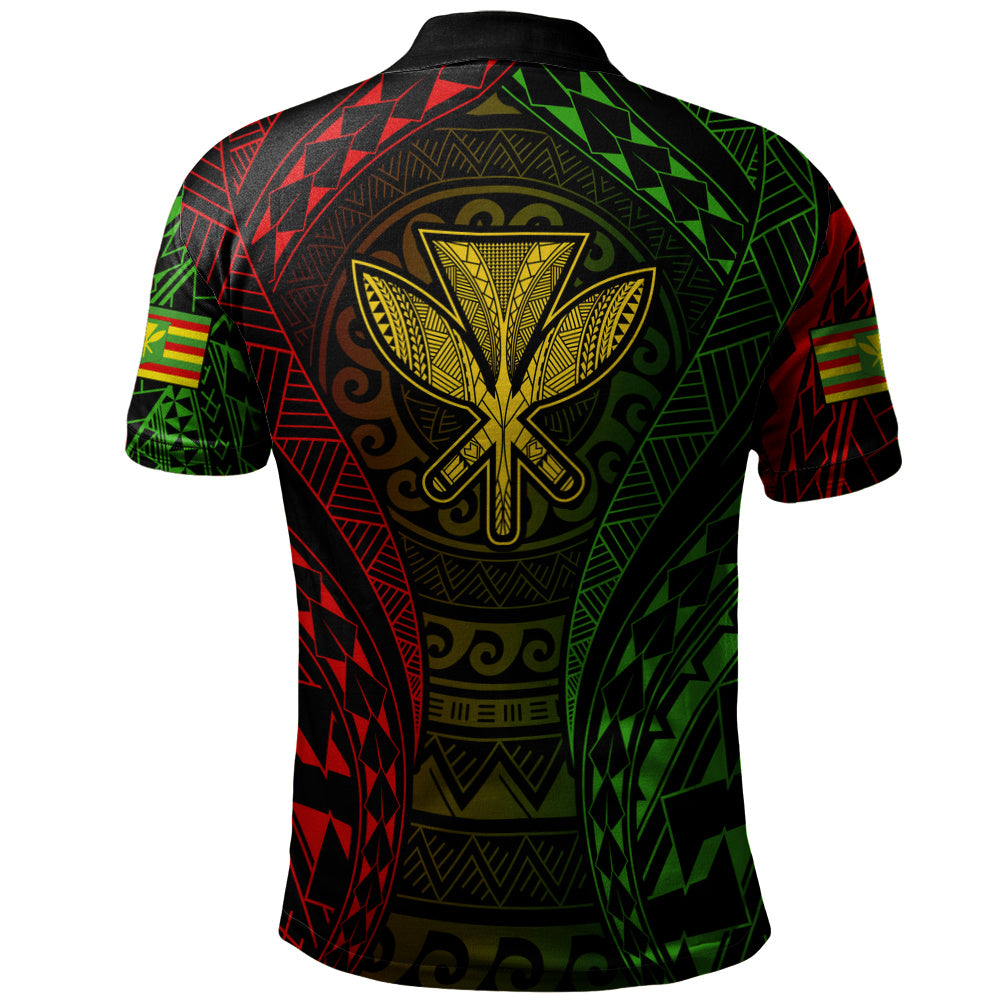 Hawaii Polo Shirt Kanaka Maoli Flag Tribal Tattoo Pattern