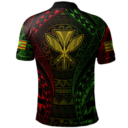 Hawaii Polo Shirt Kanaka Maoli Flag Tribal Tattoo Pattern