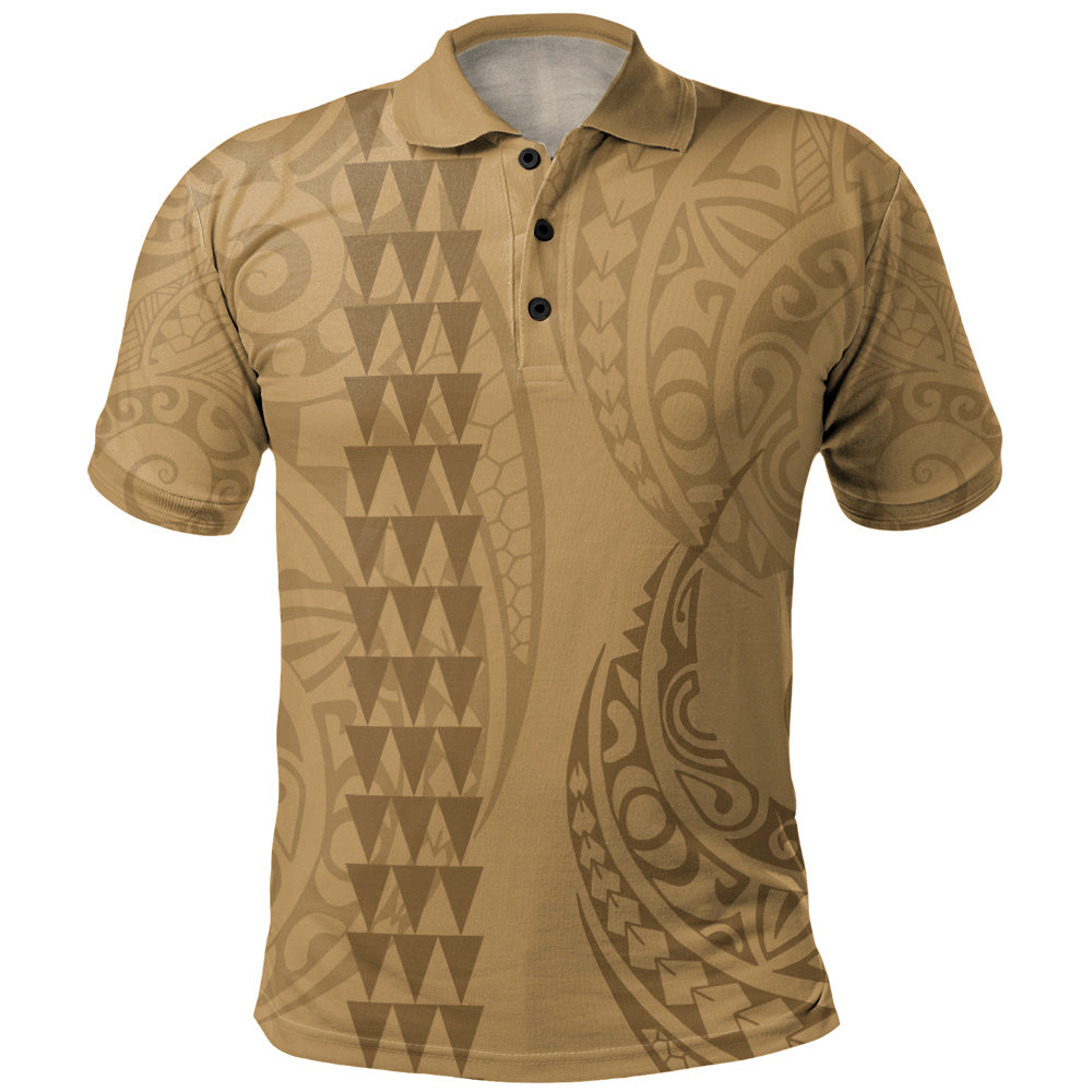 Hawaii Polo Shirt Only Polynesian Kakau Style Golden