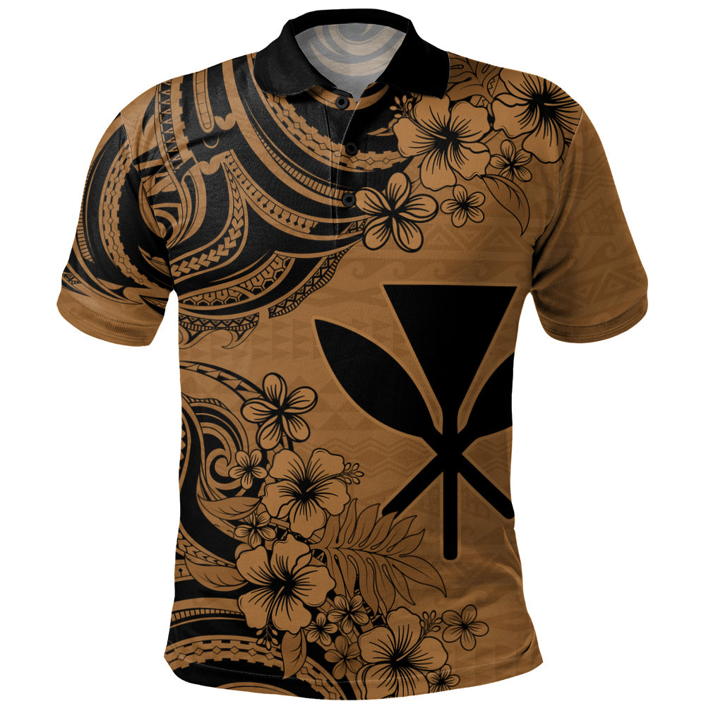Hawaii Polo Shirt Kanaka Maoli Hibiscus Polynesian Tribal Print Style