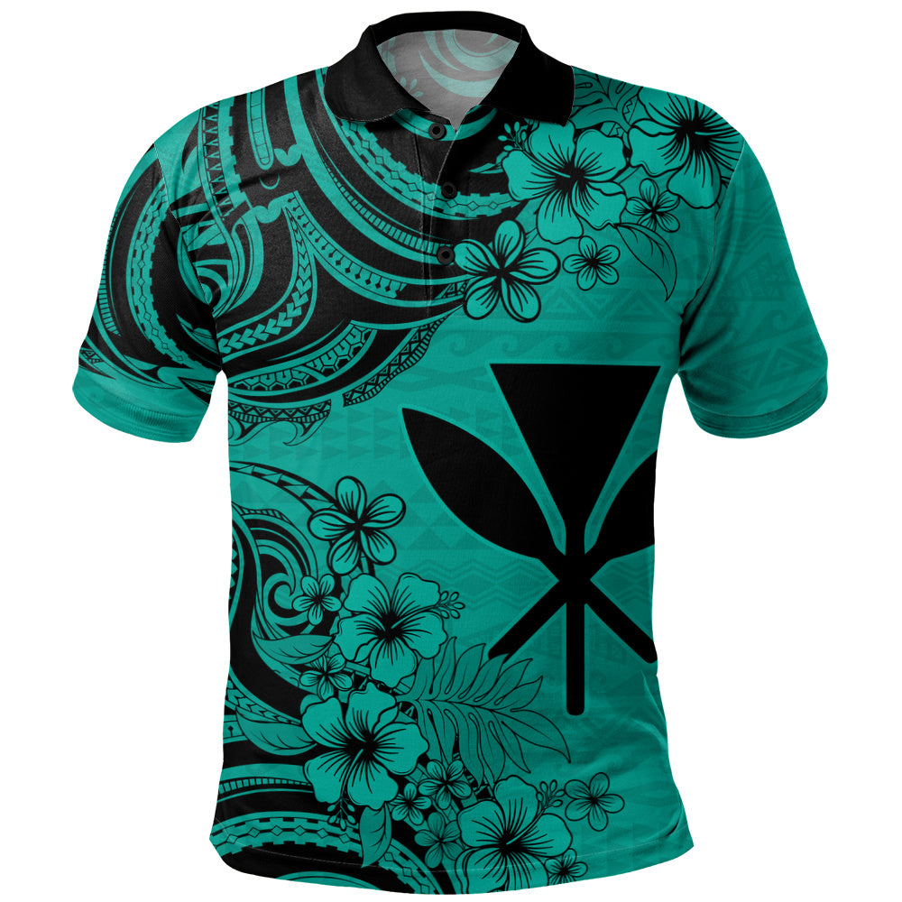 Hawaii Polo Shirt Kanaka Maoli Hibiscus Polynesian Tribal Print Style