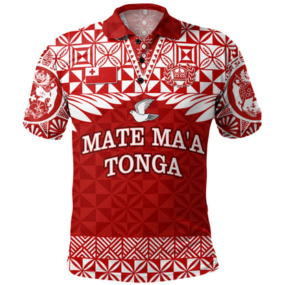 Tonga Polo Shirt Mate Ma'a Tonga Rugby Royal Crown Polynesian Tribal Pride