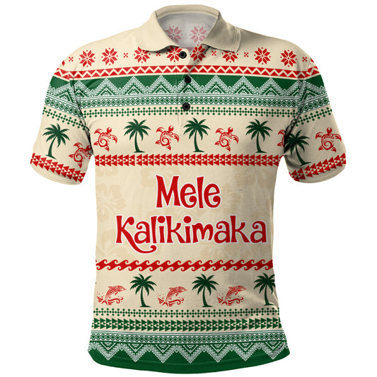Hawaii Polo Shirt Mele Kalikimaka King Kamehameha Santa Polynesian Tribal Heritage