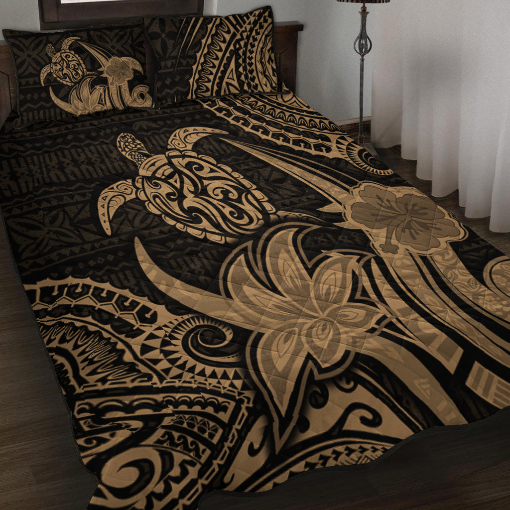 Hawaii Quilt Bed Set Honu Turtle Hibiscus Tribal Legacy