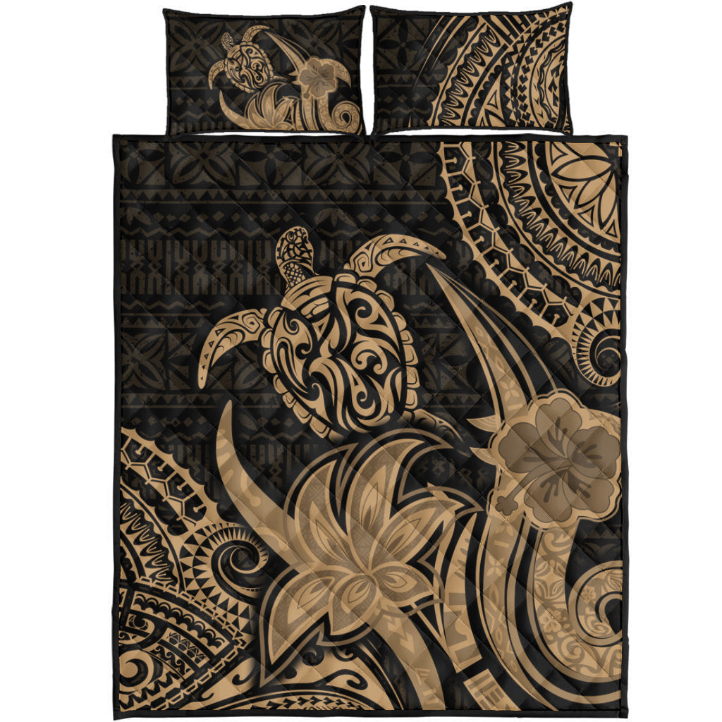 Hawaii Quilt Bed Set Honu Turtle Hibiscus Tribal Legacy