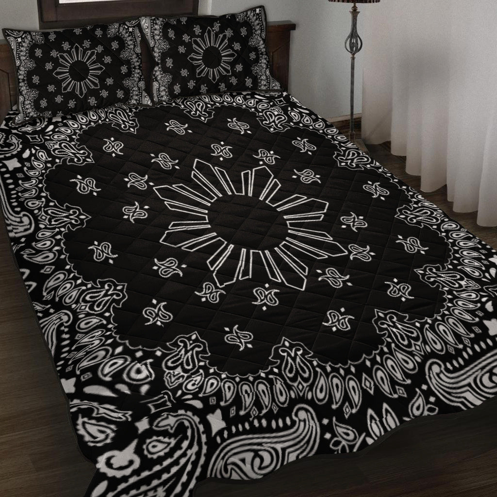 Philippines Filipinos Quilt Bed Set Sun Bandana Paisley Print Heritage