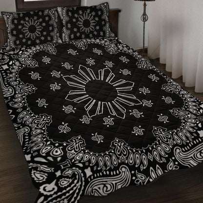 Philippines Filipinos Quilt Bed Set Sun Bandana Paisley Print Heritage