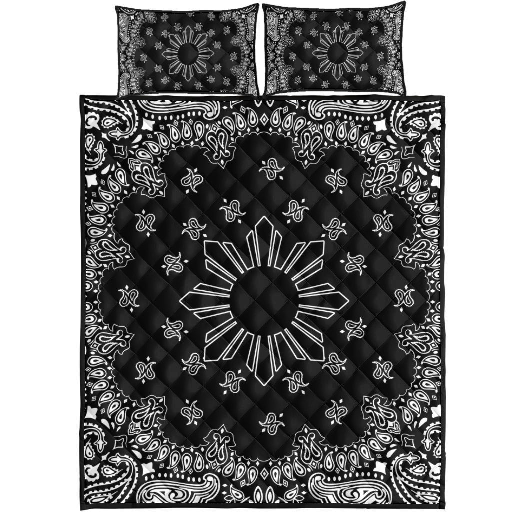 Philippines Filipinos Quilt Bed Set Sun Bandana Paisley Print Heritage