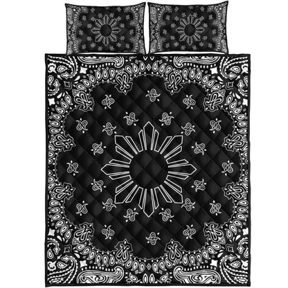 Philippines Filipinos Quilt Bed Set Sun Bandana Paisley Print Heritage