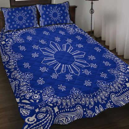 Philippines Filipinos Quilt Bed Set Sun Bandana Paisley Print Heritage