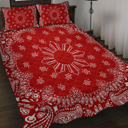 Philippines Filipinos Quilt Bed Set Sun Bandana Paisley Print Heritage