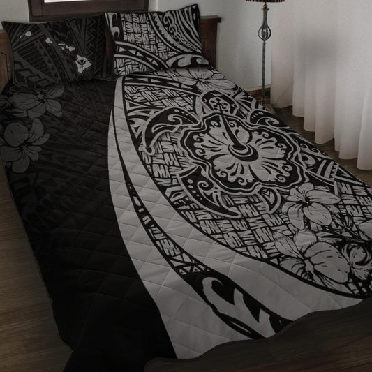 Hawaii Quilt Bed Set Hibiscus Polynesian Tribal Wave Elegance