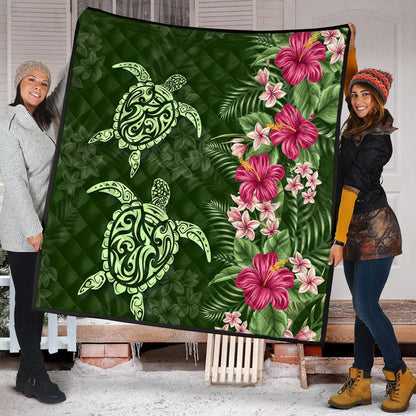 Hawaii Premium Quilt Polynesian Sea Turtle Hibiscus Tropical Style