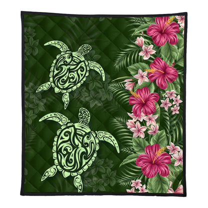 Hawaii Premium Quilt Polynesian Sea Turtle Hibiscus Tropical Style