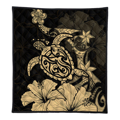 Hawaii Premium Quilt Golden Honu Hibiscus Serenity Style
