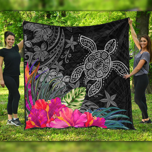 Hawaii Premium Quilt Tropical Honu Hibiscus Garden Style