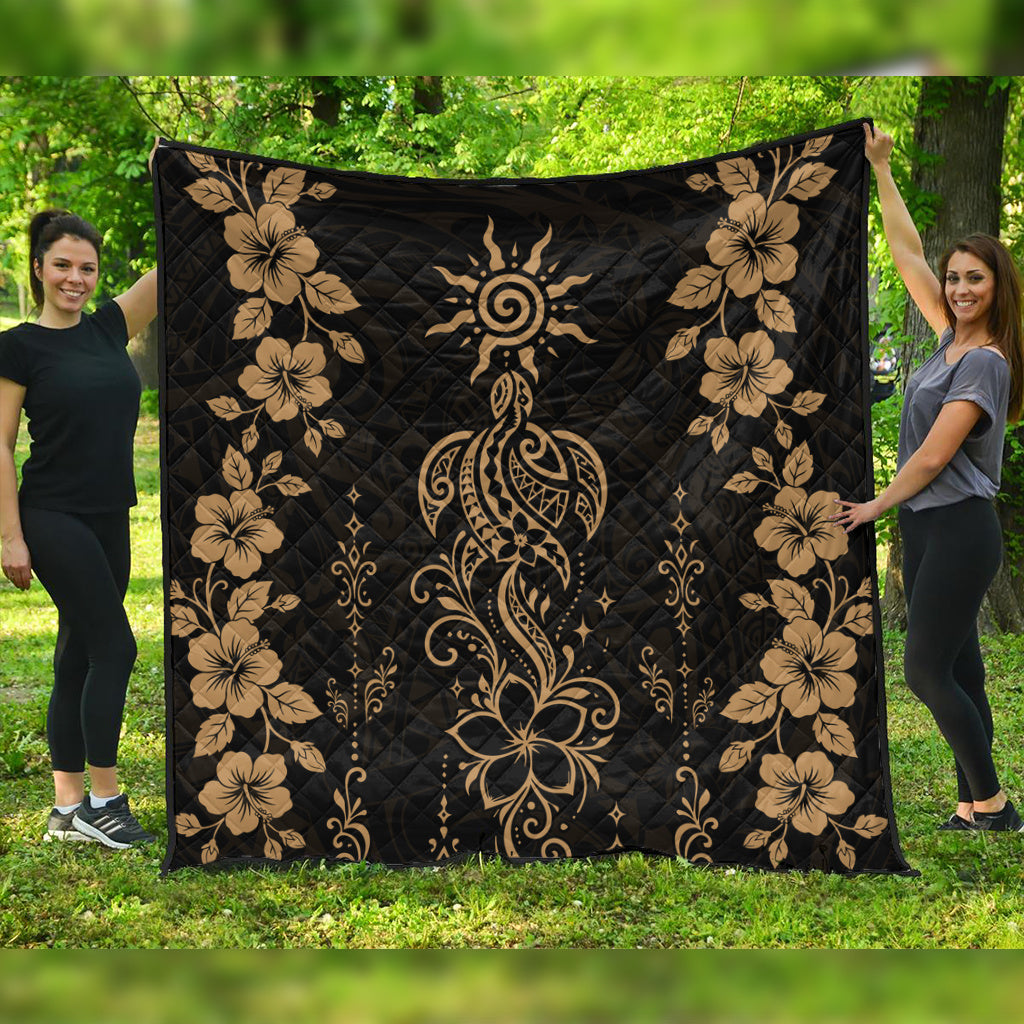 Hawaii Premium Quilt Vintage Honu Hibiscus Floral Elegance