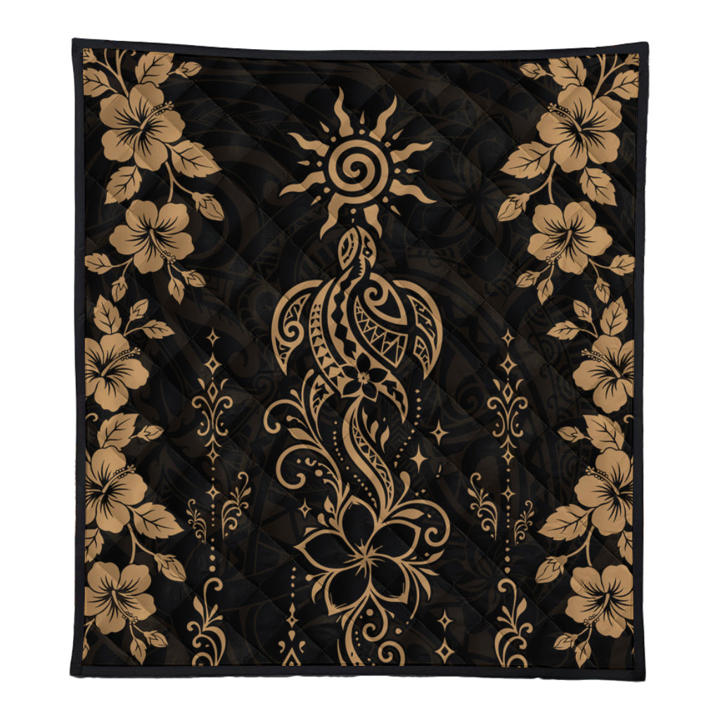 Hawaii Premium Quilt Vintage Honu Hibiscus Floral Elegance