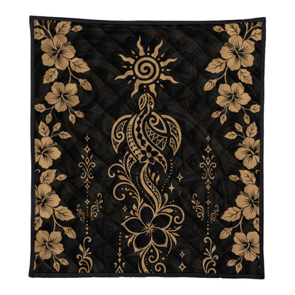 Hawaii Premium Quilt Vintage Honu Hibiscus Floral Elegance