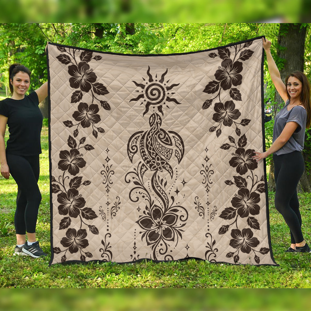 Hawaii Premium Quilt Vintage Honu Hibiscus Floral Elegance
