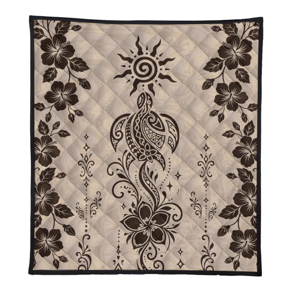 Hawaii Premium Quilt Vintage Honu Hibiscus Floral Elegance