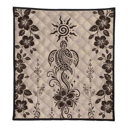 Hawaii Premium Quilt Vintage Honu Hibiscus Floral Elegance