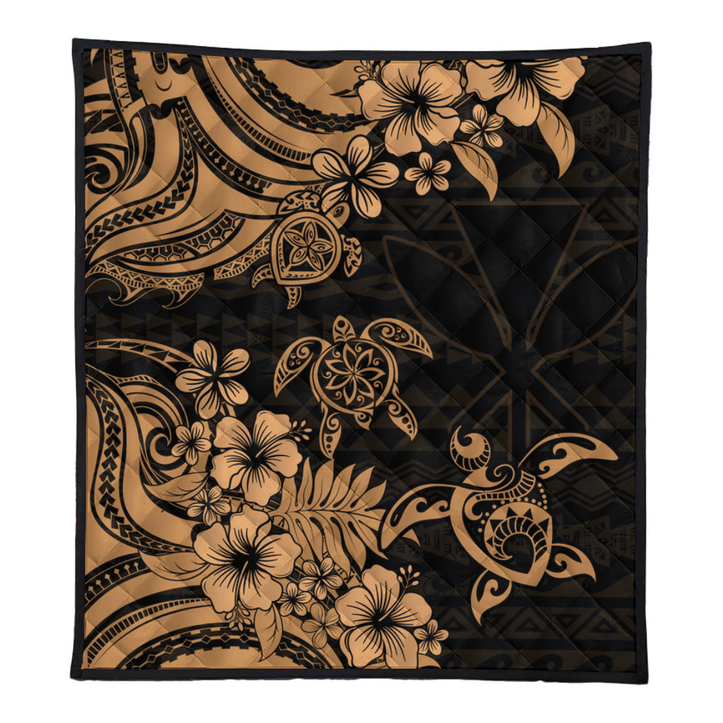 Hawaii Premium Quilt Kanaka Maoli Hibiscus Polynesian Tribal Turtle Print Style