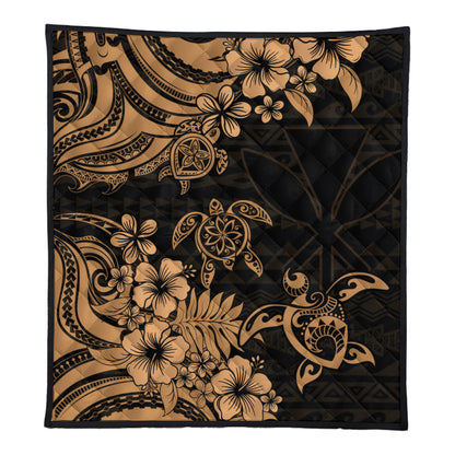 Hawaii Premium Quilt Kanaka Maoli Hibiscus Polynesian Tribal Turtle Print Style