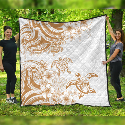 Hawaii Premium Quilt Kanaka Maoli Hibiscus Polynesian Tribal Turtle Print Style