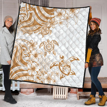 Hawaii Premium Quilt Kanaka Maoli Hibiscus Polynesian Tribal Turtle Print Style