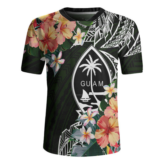 Guam Rugby Jersey Tribal Tropical Leaves
