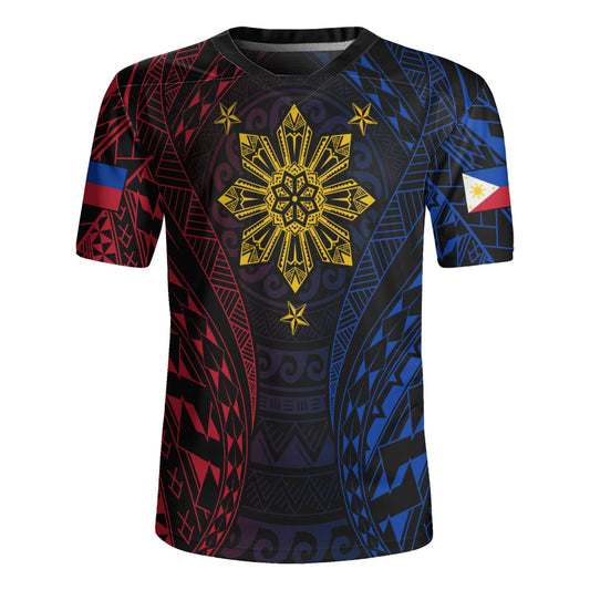 Philippines Filipinos Rugby Jersey Sun Flag Tribal Tattoo Pattern