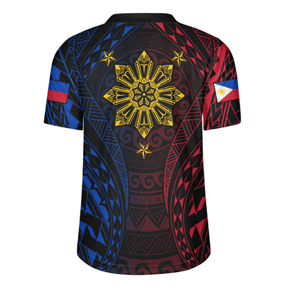 Philippines Filipinos Rugby Jersey Sun Flag Tribal Tattoo Pattern