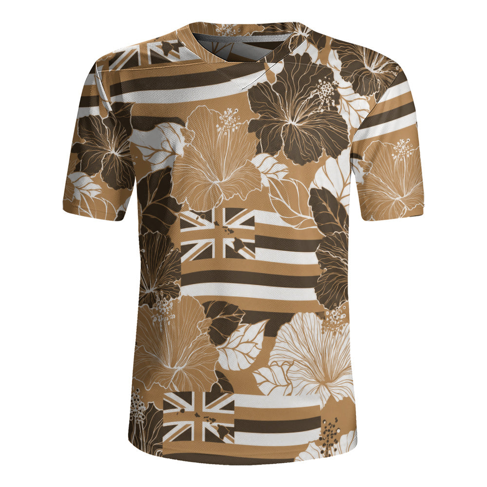 Hawaii Rugby Jersey Hibiscus Flag Map Island Pride