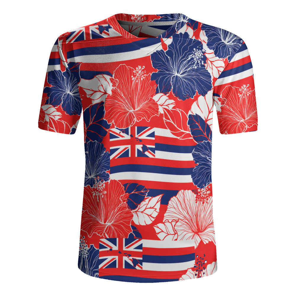 Hawaii Rugby Jersey Hibiscus Flag Map Island Pride