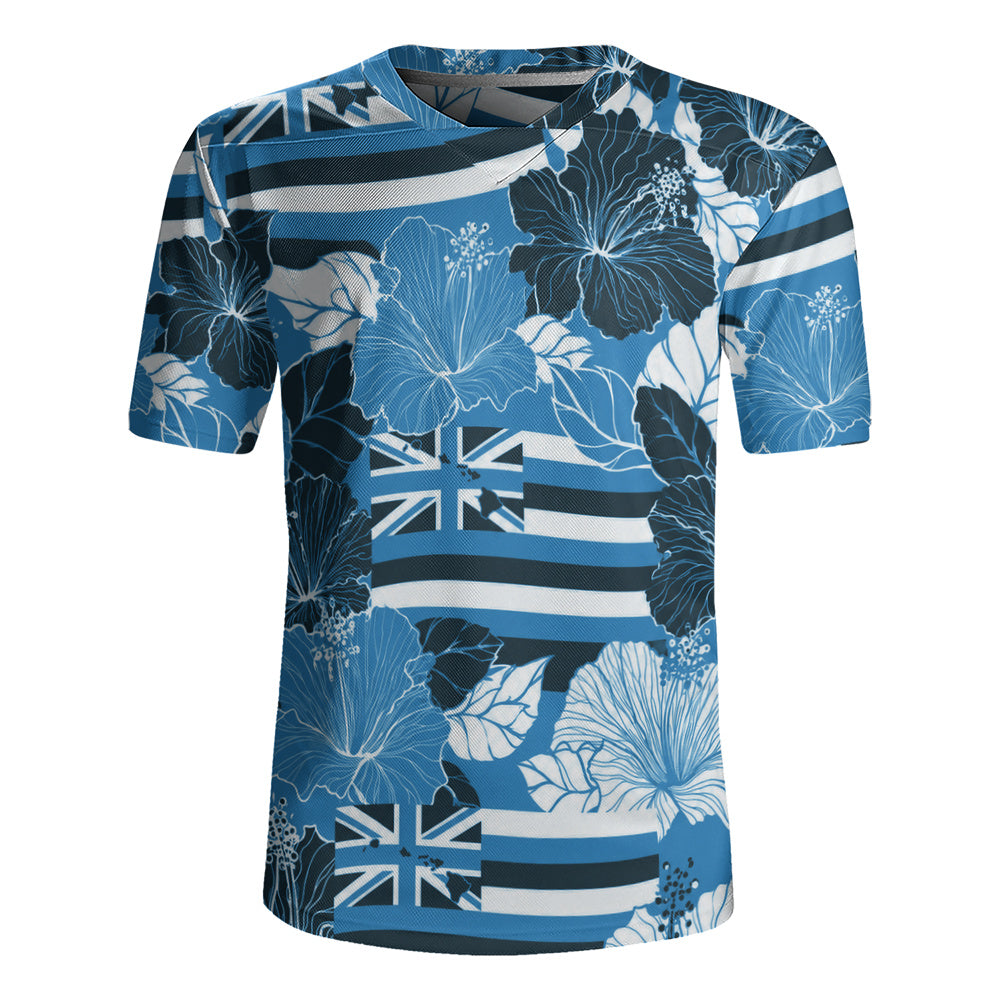 Hawaii Rugby Jersey Hibiscus Flag Map Island Pride