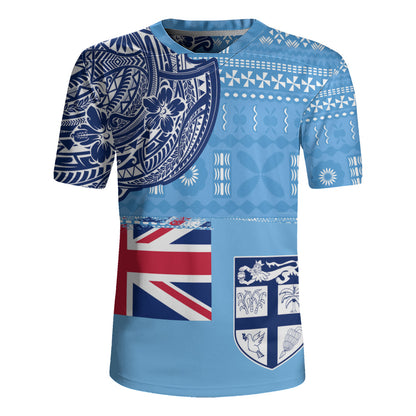Fiji Rugby Jersey Ocean Blue Tribal Shield Pride